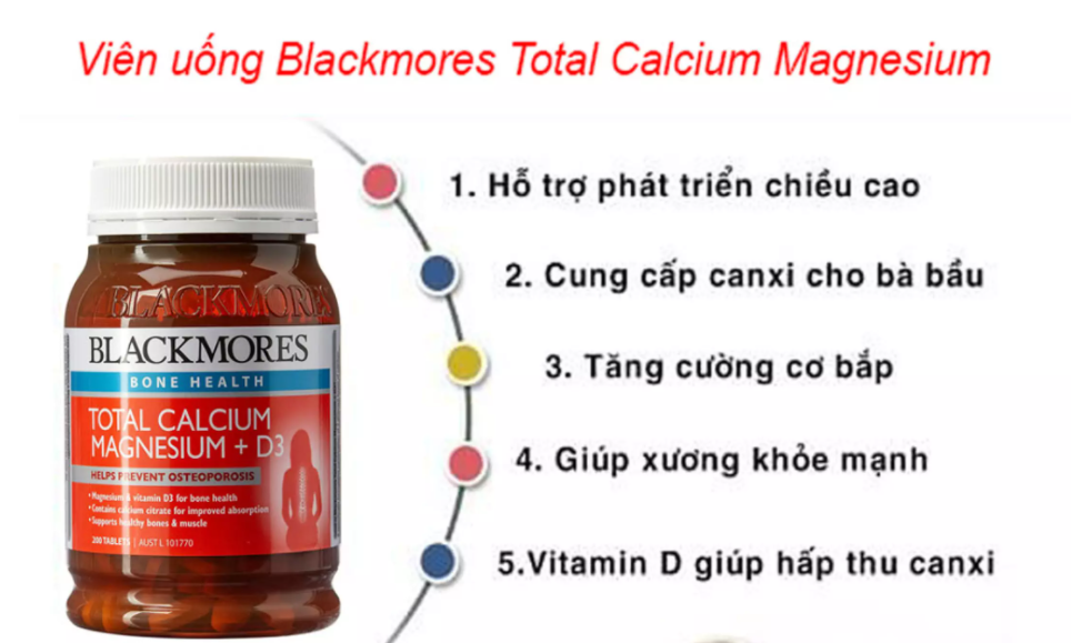  Blackmores Total Calcium Magnesium + D3 đáp ứng đầy đủ nhu cầu canxi của bà bầu và không gây nóng trong
