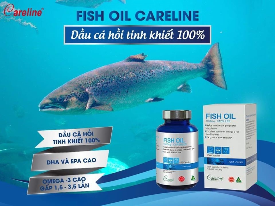 Dầu cá hồi CareLine Fish Oil lại có ưu thế hơn khi được chiết xuất từ 100% cá hồi tinh khiết