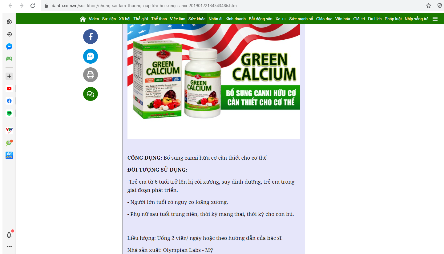 green calcium có tốt không - báo đưa tin về sản phẩm - dantri.com