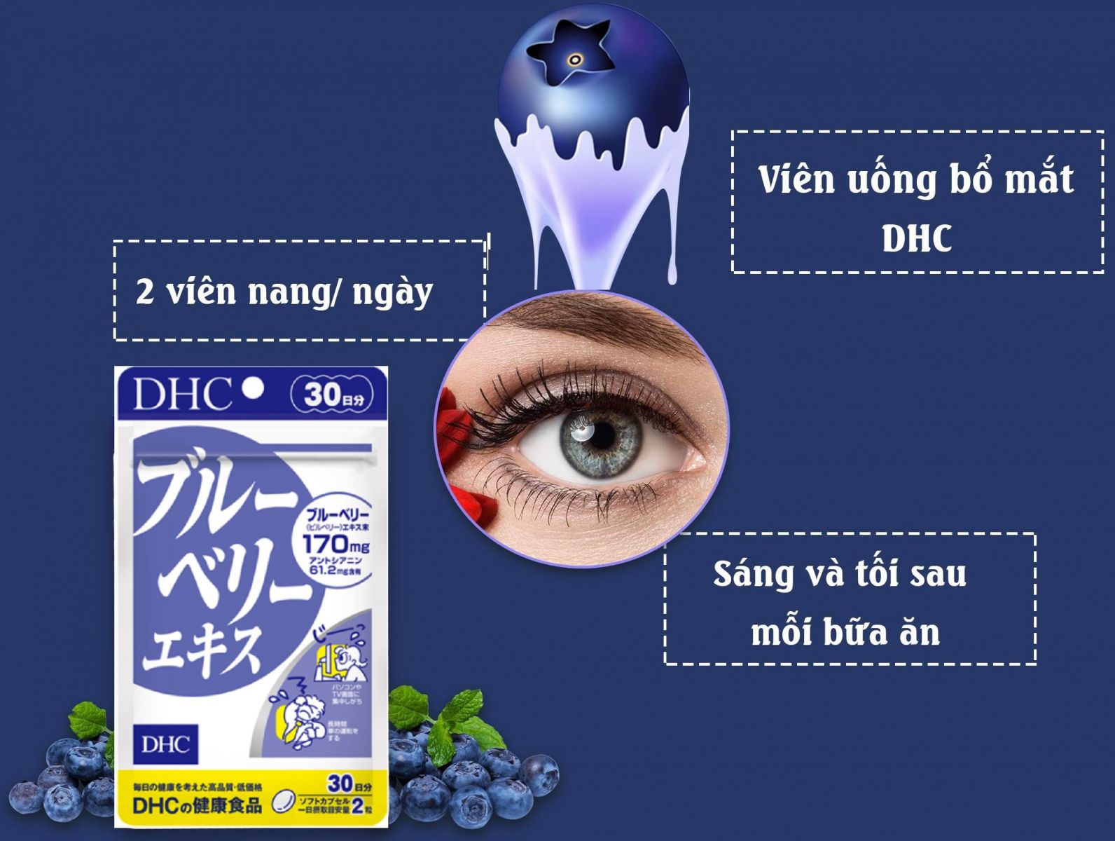 Viên uống sáng mắt DHC Blueberry Extract